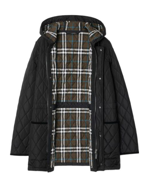 Burberry Black Devon Quilted Hooded Parka