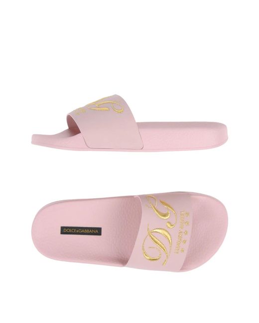 Dolce & Gabbana Pink Print Slides