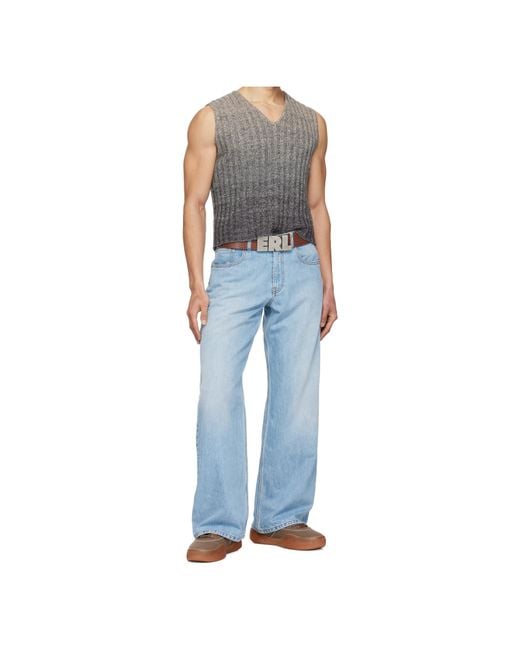 ERL Gray Wool Gradient Knitted Vest for men