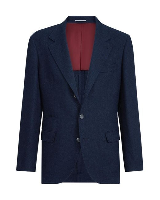 Brunello Cucinelli Blue Notched-Lapels Blazer for men