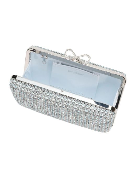 Self-Portrait Gray Crystal-Embellished Clutch Bag