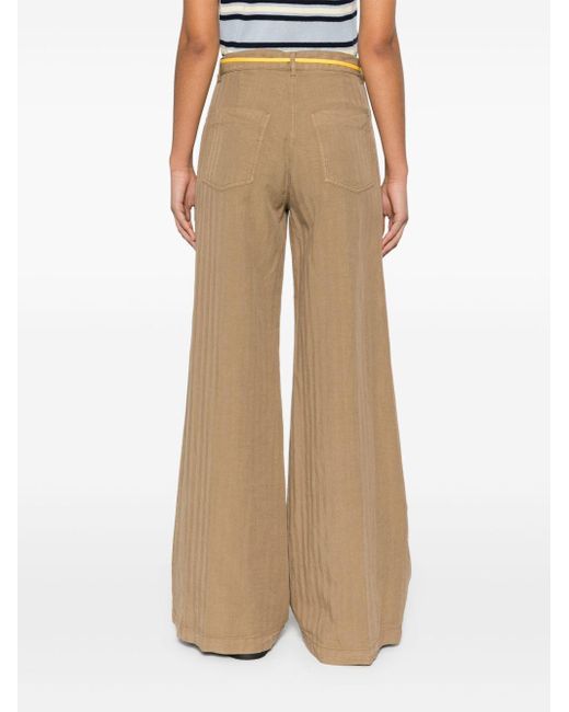 Aspesi Natural Striped Wide-Leg Trousers