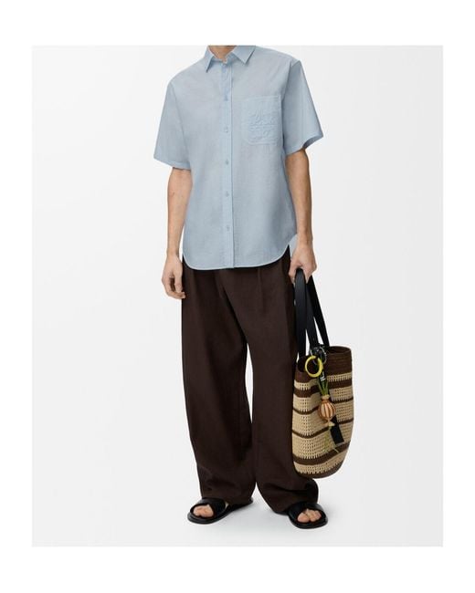 Loewe Blue X Paula's Ibiza Anagram-Embroidered Short-Sleeve Shirt for men