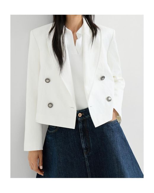 Brunello Cucinelli White Long-Sleeves Blazer