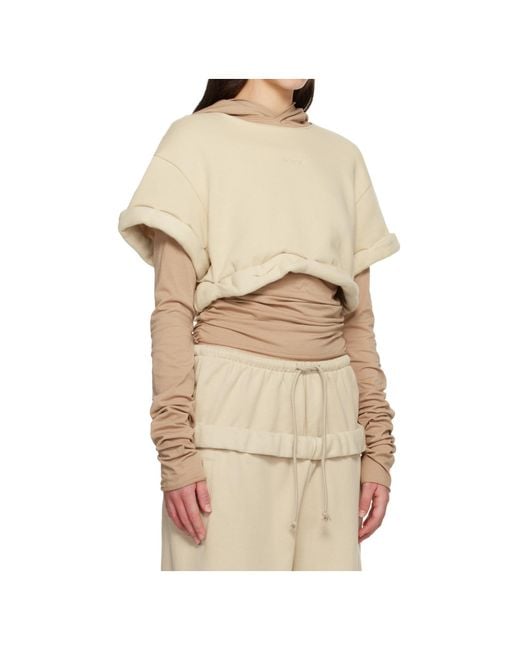 we11done Natural Rolled-Up Layered Hoodie