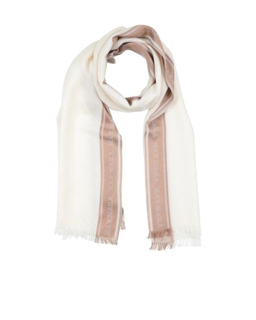 Max Mara White Letter-Print Scarf