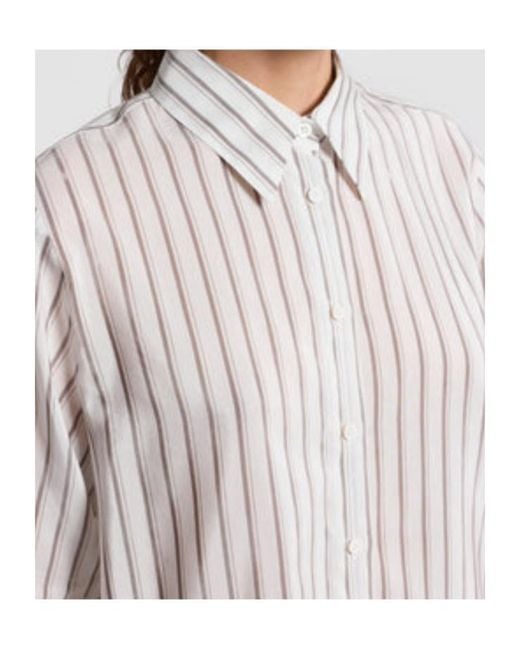 Peserico Gray Long Sleeve Striped Buttoned Shirt