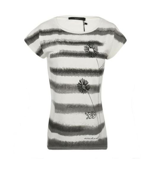 Weekend by Maxmara Gray Short-Sleeved Flower T-Shirt