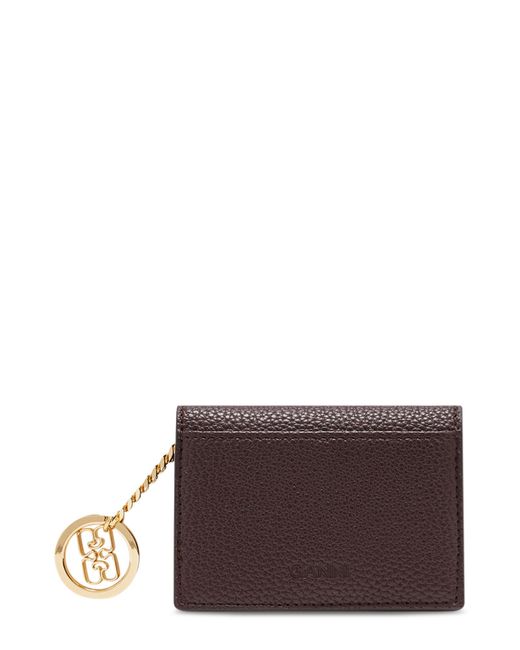 Ganni Brown Logo-Plaque Wallet