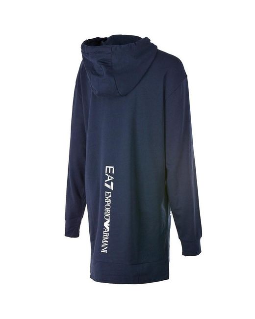 EA7 Blue Ea7 Series Floral Pattern Hooded Long Sweater