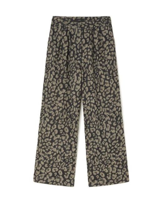 Alanui Gray Seattle Pleated Leopard-Print Jeans
