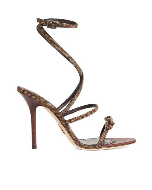 DSquared² Metallic Knot-Strap Wraparound Heeled Sandals