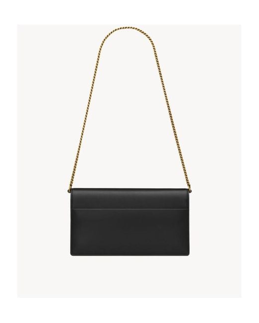 Saint Laurent White Sunset Foldover Top Clutch Bag