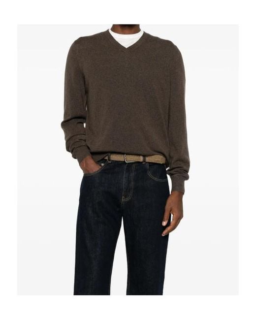 Fedeli Brown Crew-Neck Sweater for men