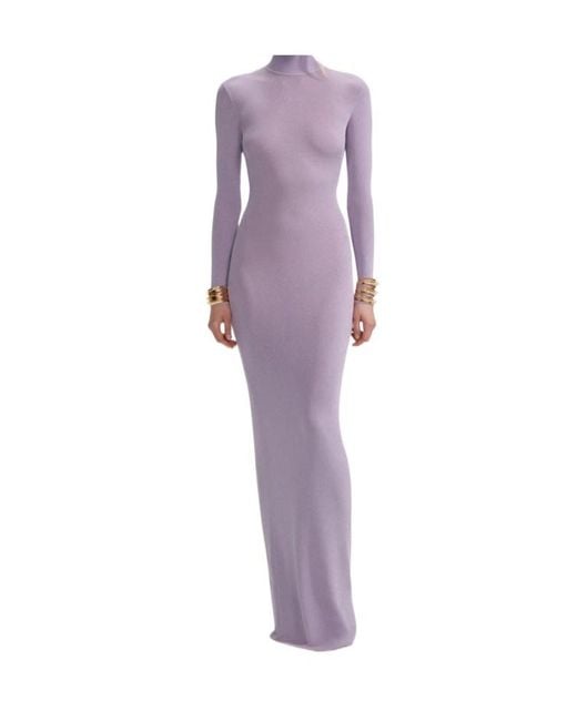 Self-Portrait Purple Lilac Viscose Knit Maxi Dress