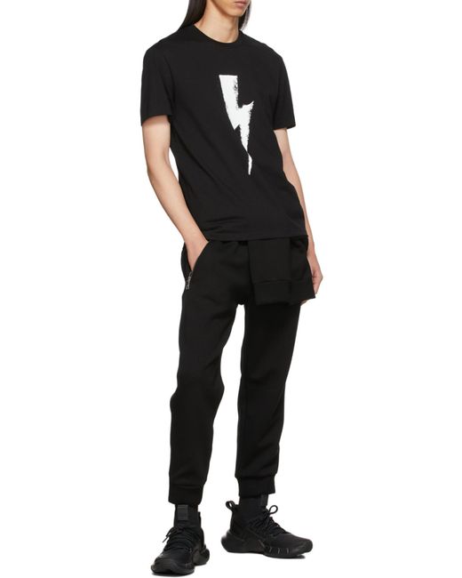 Neil Barrett Black Thunderbolt Print T-Shirt for men