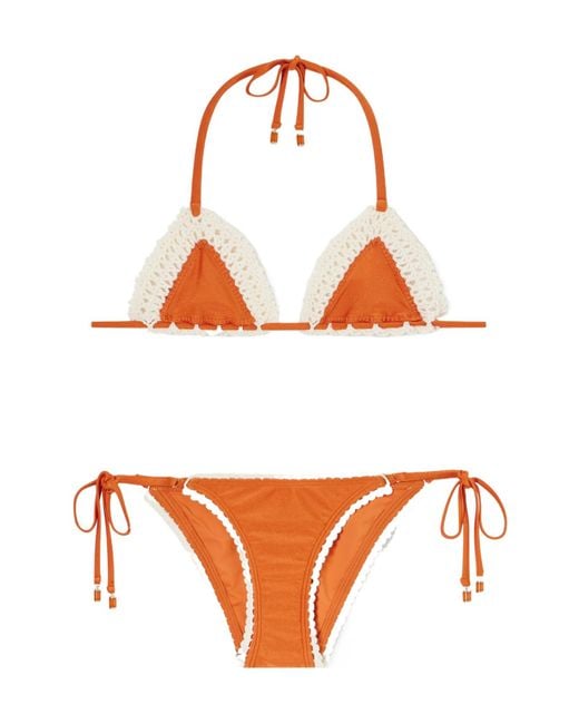 Zimmermann Orange Mahon Crocheted Swimsuit