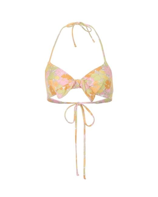 Chloé Metallic Chloé Floral Tie-Front Bikini Top