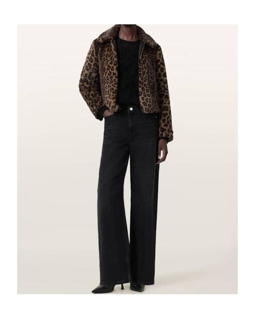 AllSaints Brown Saye Leopard-Print Collared Jacket