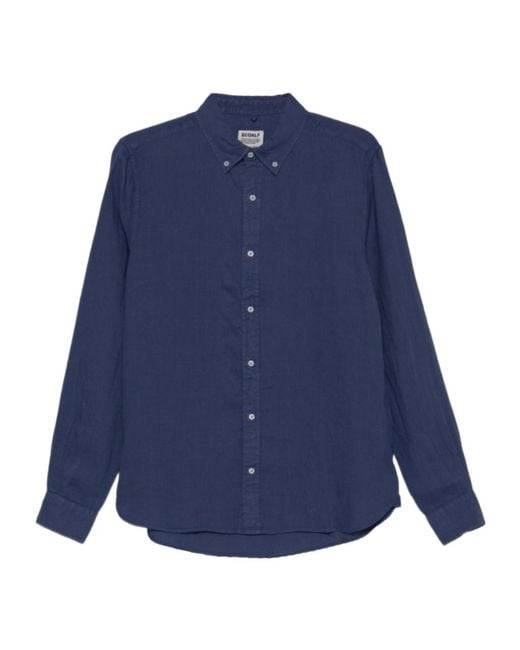 Ecoalf Blue Button-Down Long-Sleeve Shirt for men