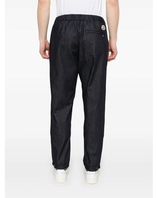 Moncler Blue Logo-Patch Tapered Trousers for men
