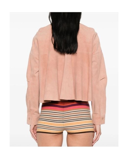 Forte_forte Pink Suede Alba Leather Shirt