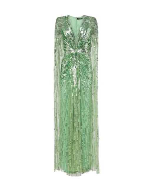 Jenny Packham Green Rush Sequined Gown
