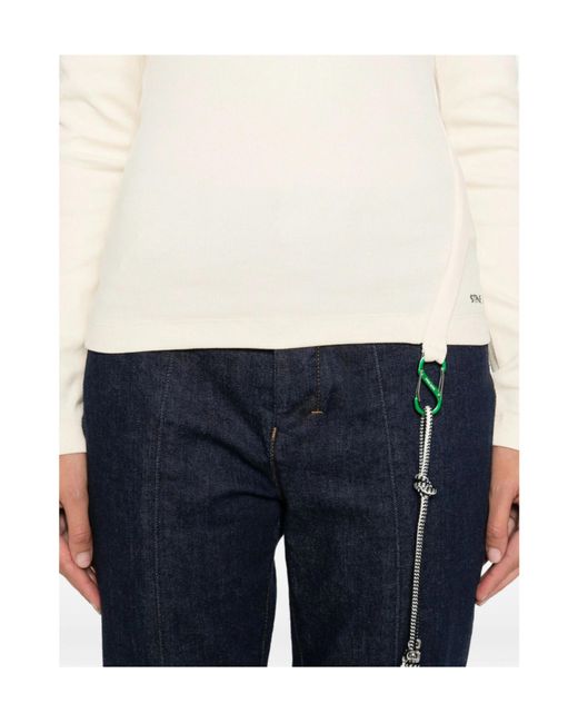 Stine Goya Natural Chain-Detail Long-Sleeve Top