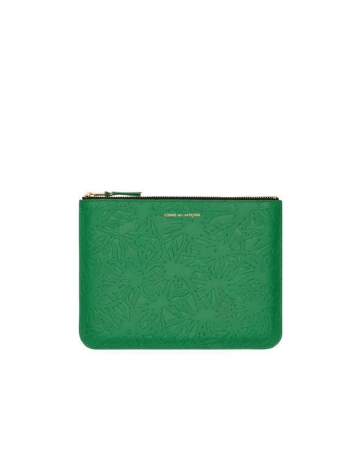 Comme des Garçons Green Comme Des Garçons Wallet All-Over Embossed Zipped Wallet for men