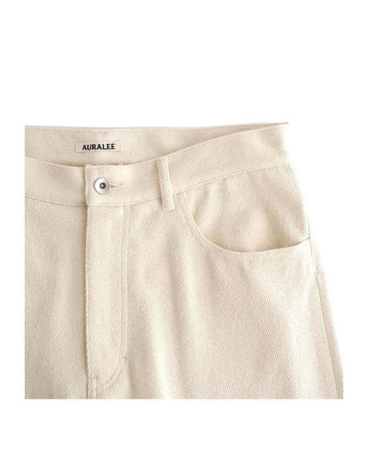Auralee Natural Button Detailed Wide Leg Jeans for men