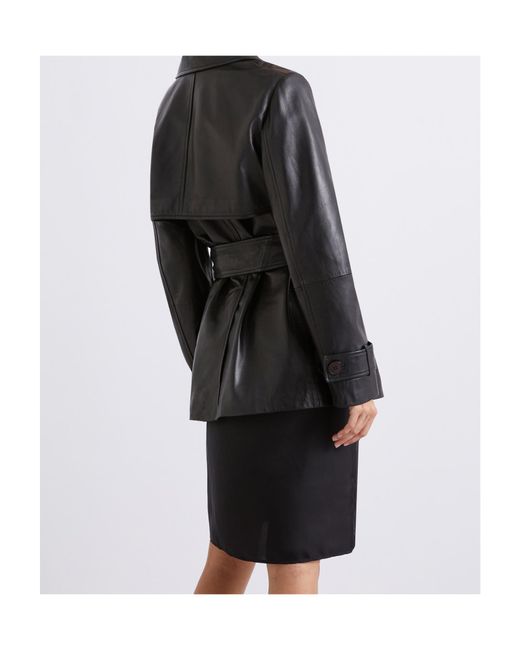 Marella Black Leather Trench Coat
