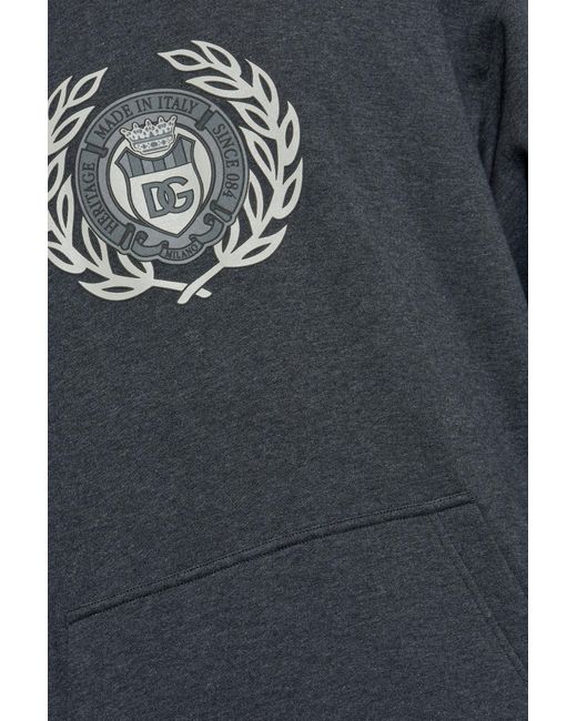 Dolce & Gabbana Blue Logo Printed Hoodie for men