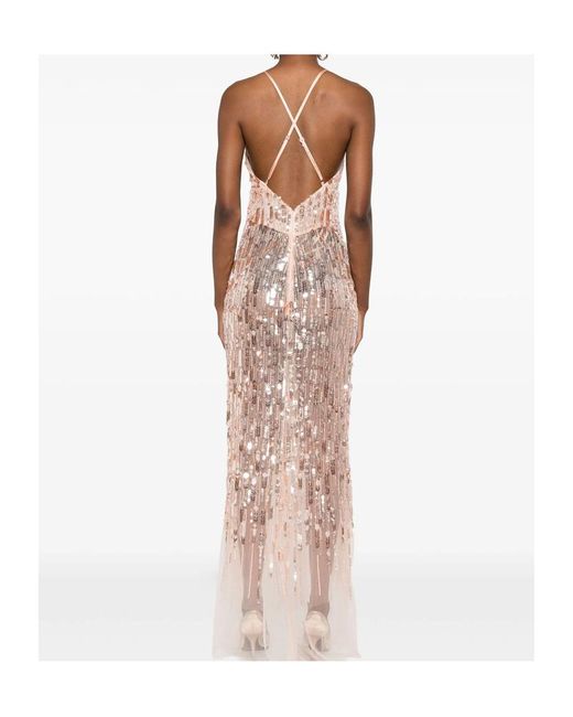 Elisabetta Franchi Pink Sequin-Embellished Sleeveless Maxi Dress