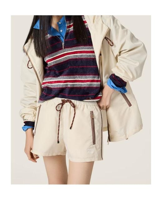 Miu Miu Natural Technical Fabric Shorts
