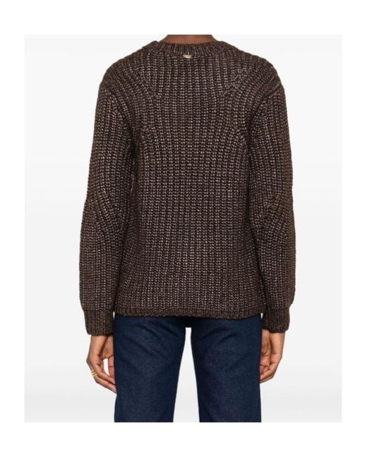 Herno Brown Metallic Ribbed Knit Sweater