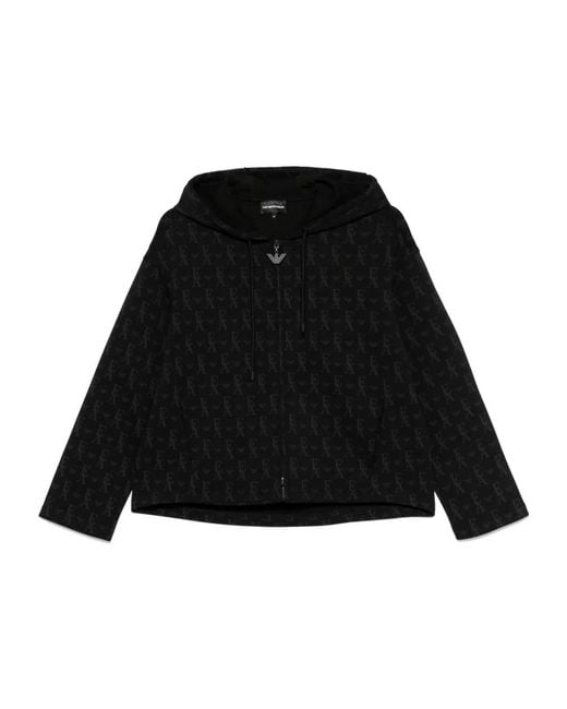 Emporio Armani Black Logo-Print Hoodie