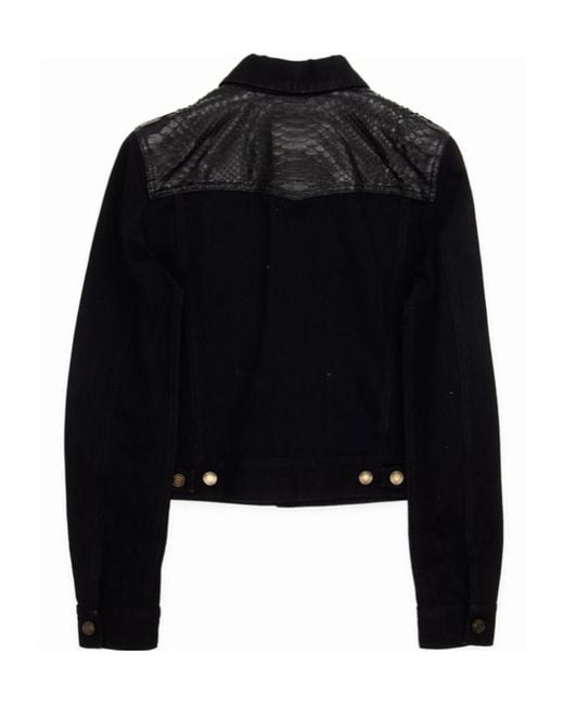 Saint Laurent Black Stitched Classic Denim Coat