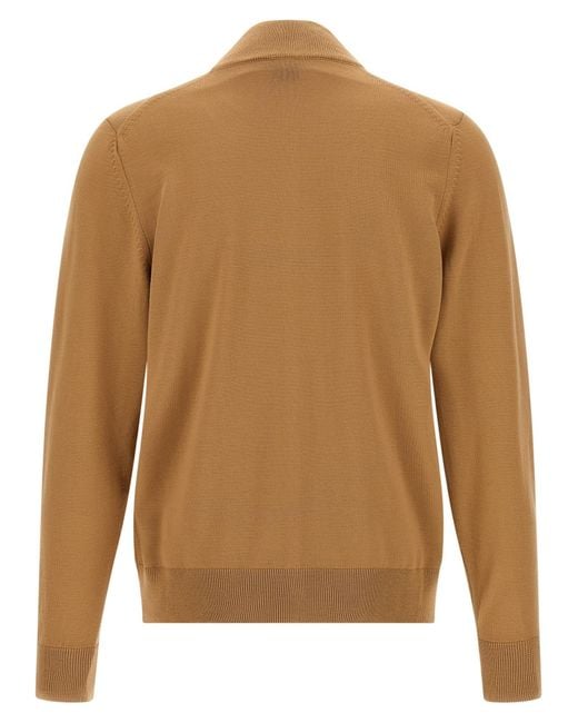 Boss Brown Shaved Knit Zip Cardigan for men
