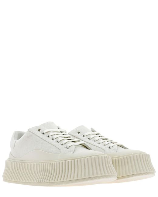 Jil Sander White Logo Casual Sneakers