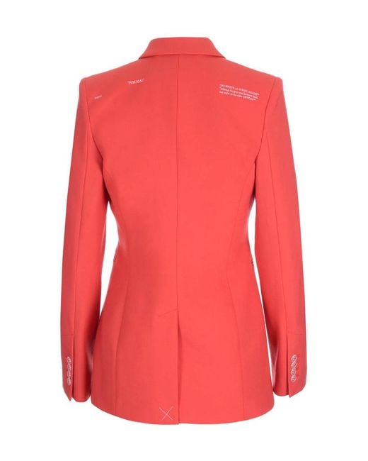 Off-White c/o Virgil Abloh Red Notch Lapels Buttoned Blazer