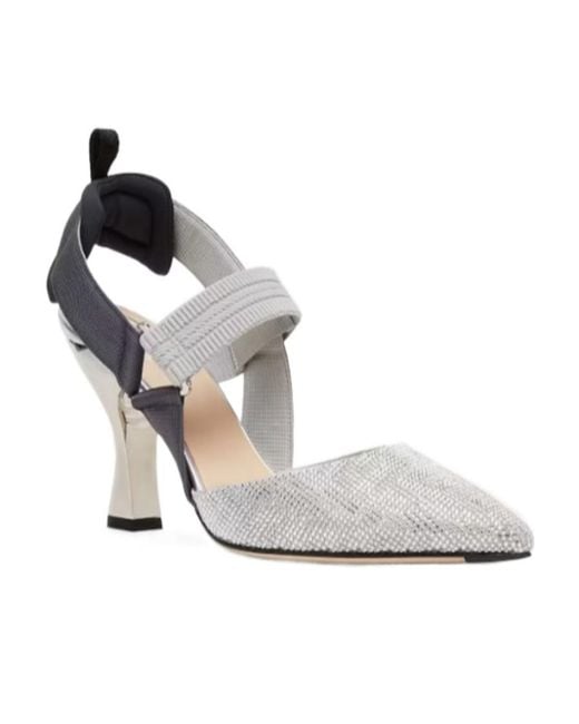 Fendi White Colibrì Slingback Pumps