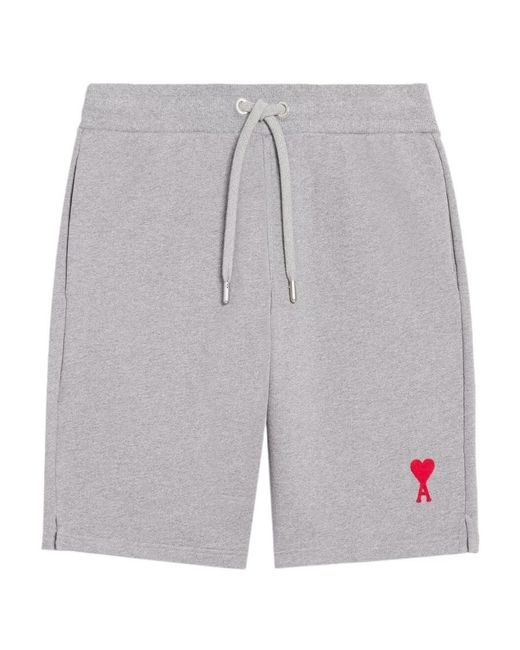 AMI Gray Logo Shorts for men