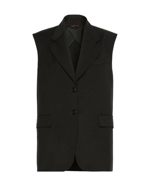 Max Mara Black Sleeveless Wool Jacket