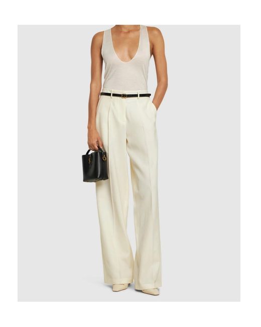 Magda Butrym White Iron-Sewn Wide-Leg Casual Pants