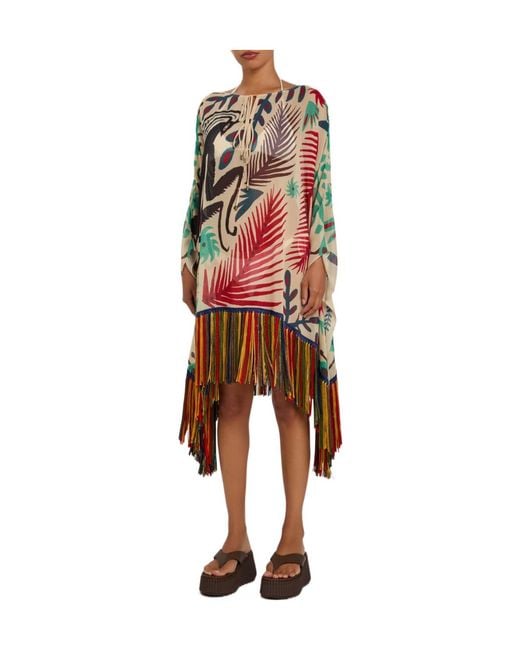 Etro Multicolor Printed Fringed Sheer Seersucker Cover-Up