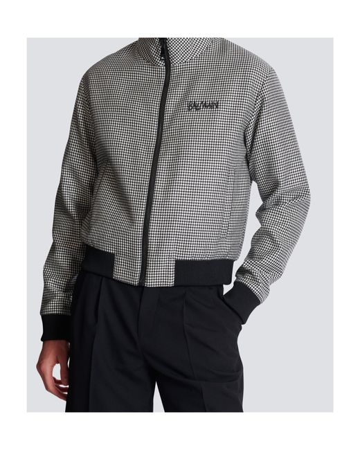 Balmain Gray Houndstooth Wool Jacket for men