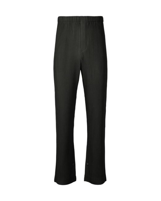 Homme Plissé Issey Miyake Black Pleated Straight-Leg Pants for men