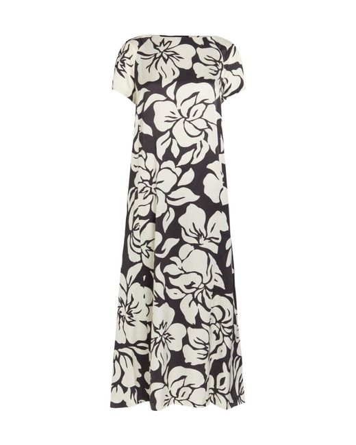 Dries Van Noten White Floral-Print Satin Midi Dress