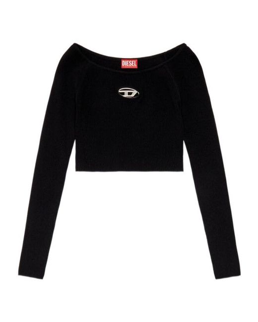 DIESEL Black M-Vera-Ls Ribbed Knit Off-The-Shoulder Top