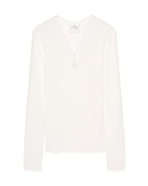 Courreges White 90's Zip-Neck T-Shirt